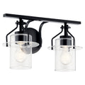 KICHLER 55078BK Everett 16 Inch 2 Light Vanity Light with Clear Glass in Black