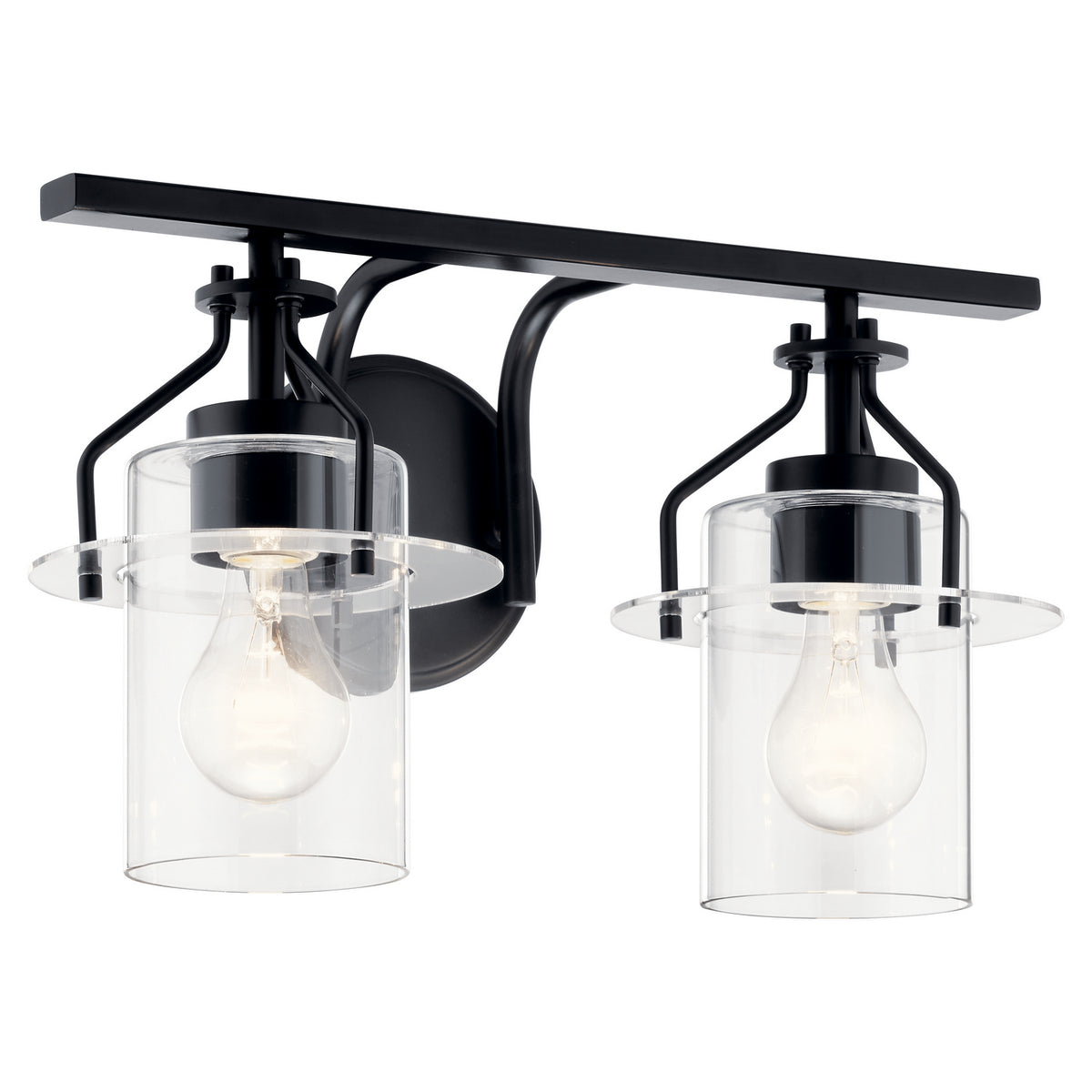KICHLER 55078BK Everett 16 Inch 2 Light Vanity Light with Clear Glass in Black