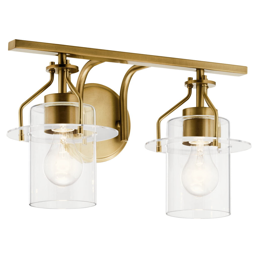 KICHLER 55078NBR Everett 16 Inch 2 Light Vanity Light with Clear Glass in Polished Nickel
