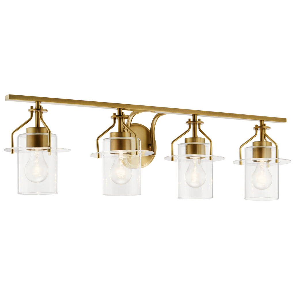 KICHLER 55080NBR Everett 24 Inch 4 Light Vanity Light with Clear Glass in Polished Nickel