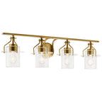 KICHLER 55080NBR Everett 24 Inch 4 Light Vanity Light with Clear Glass in Polished Nickel