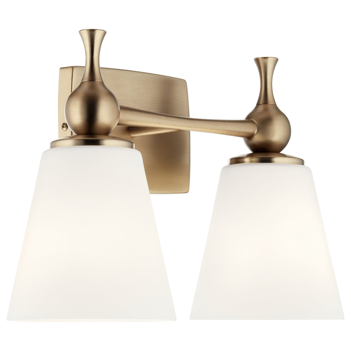 KICHLER 55091CPZ Cosabella 15" 2 Light Vanity Light With Etched White Glass Champagne Bronze