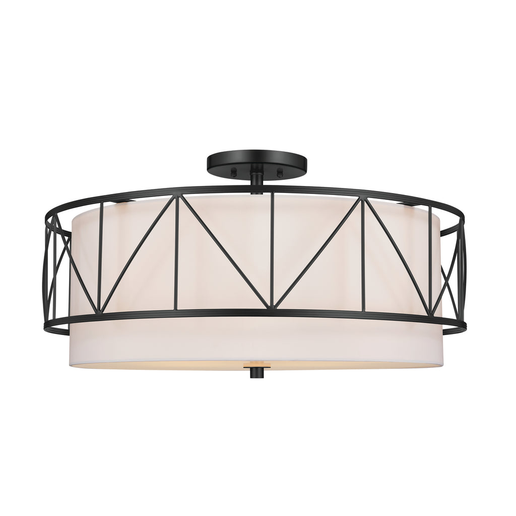 KICHLER 52076BK Birkleigh 24" 4 Light Semi Flush Black