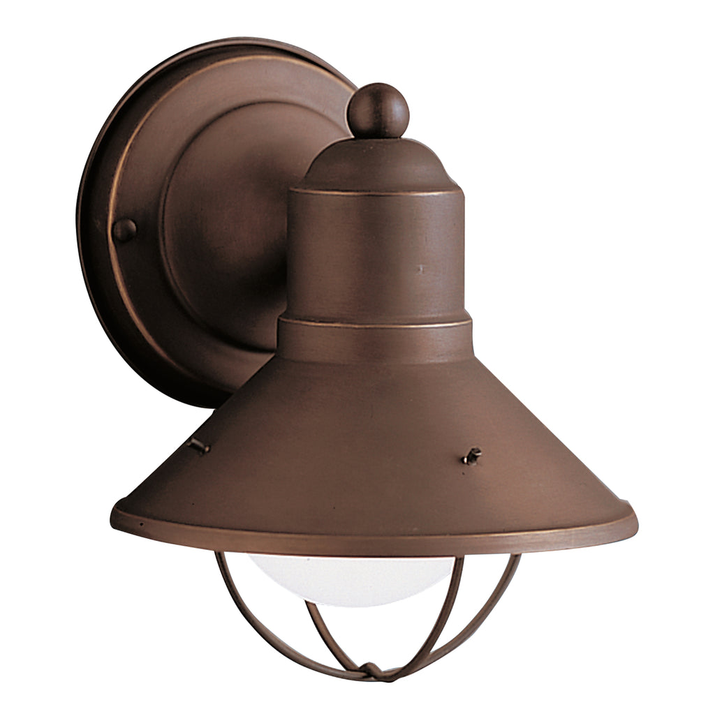 KICHLER 9021OZ Seaside 7.5" 1 Light Outdoor Wall Light With Glass Globe Olde Bronze