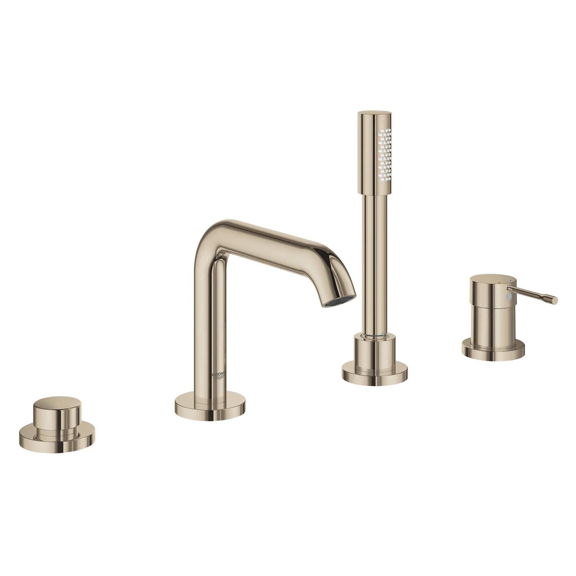 GROHE 19578BEA Essence New 4-Hole Single-Handle Deck Mount Roman Tub Faucet with 1.75 GPM Hand Shower - Polished Nickel