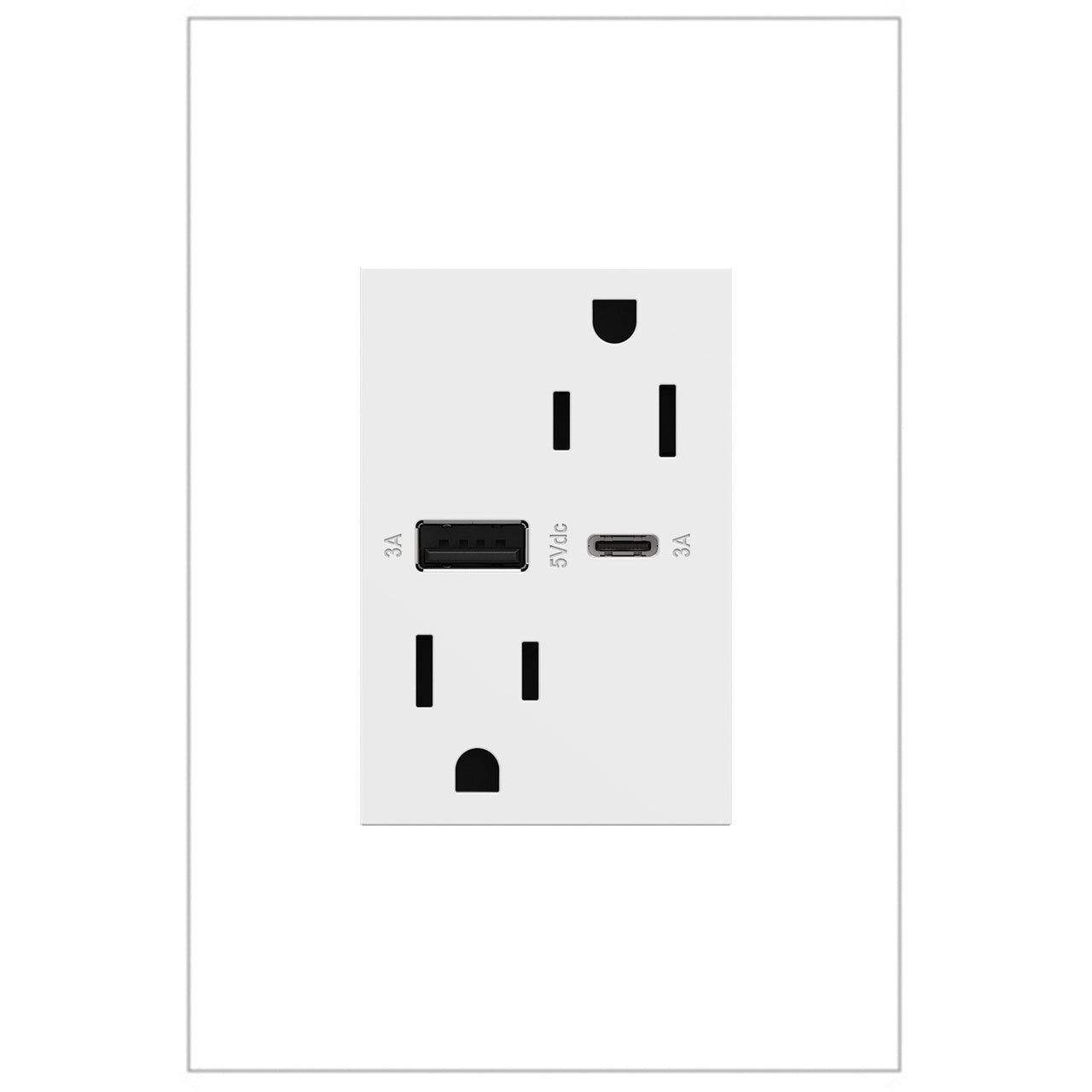 LEGRAND ARTRUSB156ACW4 ADORNE  15A Tamper-Resistant Ultra-Fast USB Type-A/C Outlet, White