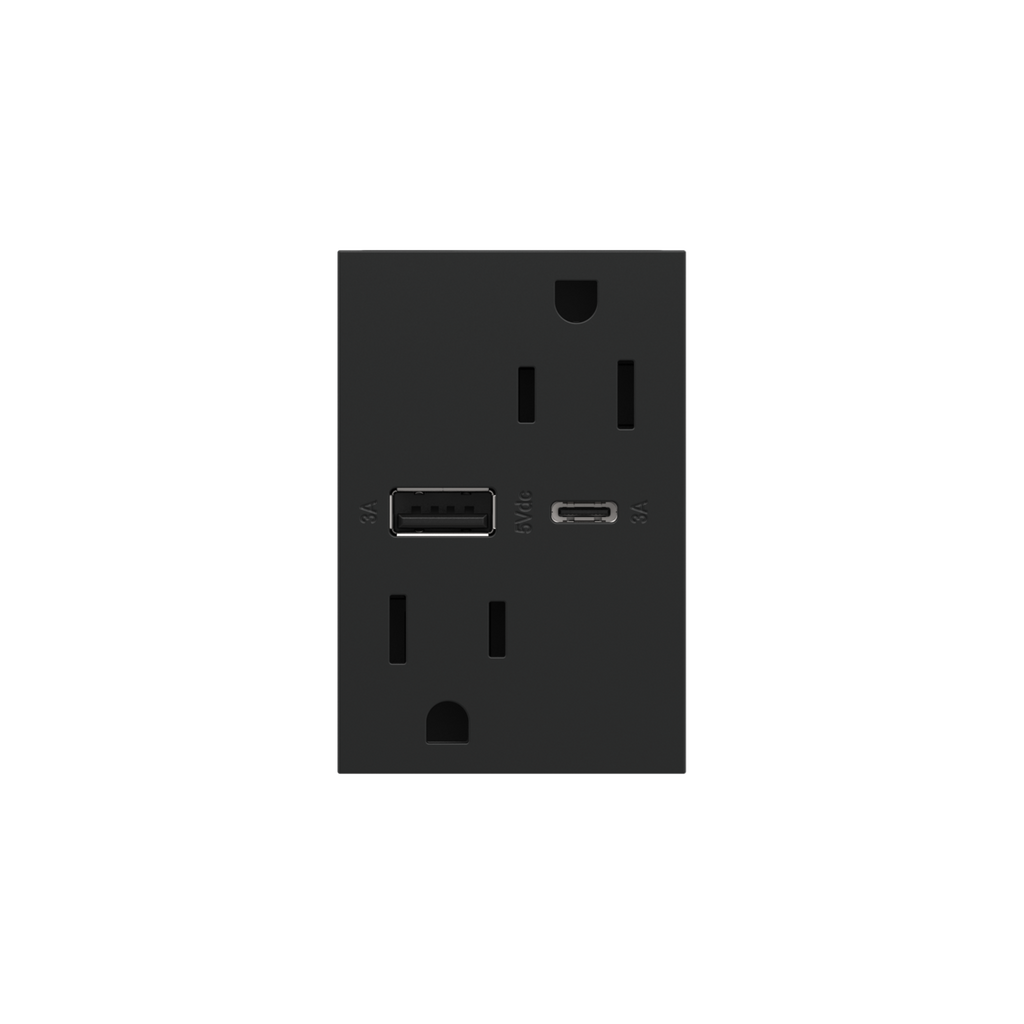 LEGRAND ARTRUSB156ACG4 ADORNE  15A Tamper-Resistant Ultra-Fast USB Type-A/C Outlet, Graphite