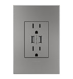 LEGRAND ARTRUSB153M4WP ADORNE  Dual-USB Outlet with Magnesium Wall Plate, Magnesium