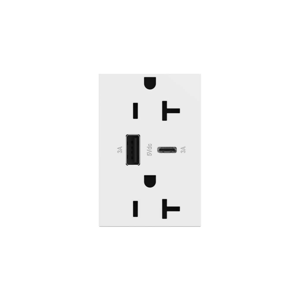 LEGRAND ARTRUSB206ACW4 ADORNE  20A Tamper-Resistant Ultra-Fast USB Type-A/C Outlet, White