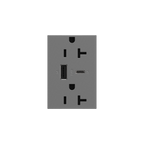 LEGRAND ARTRUSB206ACM4 ADORNE  20A Tamper-Resistant Ultra-Fast USB Type-A/C Outlet, Magnesium