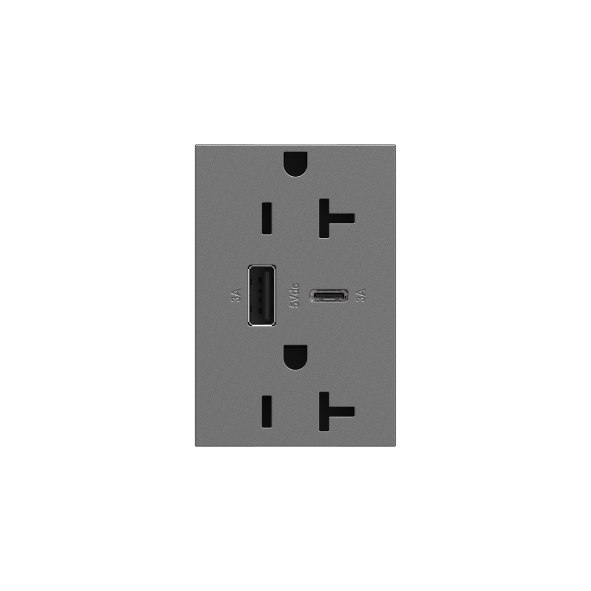LEGRAND ARTRUSB206ACM4 ADORNE  20A Tamper-Resistant Ultra-Fast USB Type-A/C Outlet, Magnesium