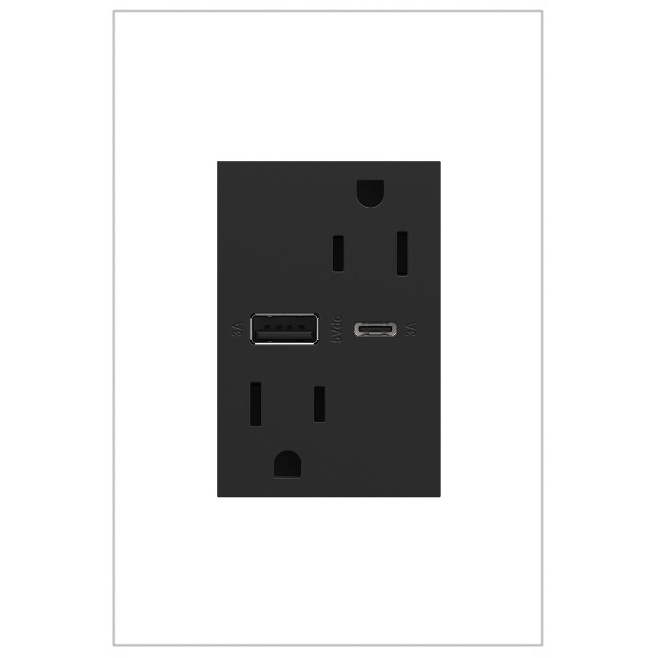 LEGRAND ARTRUSB156ACG4 ADORNE  15A Tamper-Resistant Ultra-Fast USB Type-A/C Outlet, Graphite