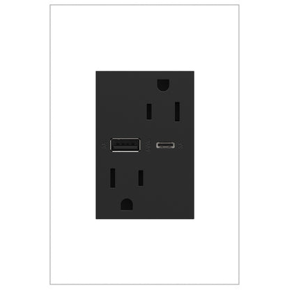 LEGRAND ARTRUSB156ACG4 ADORNE  15A Tamper-Resistant Ultra-Fast USB Type-A/C Outlet, Graphite