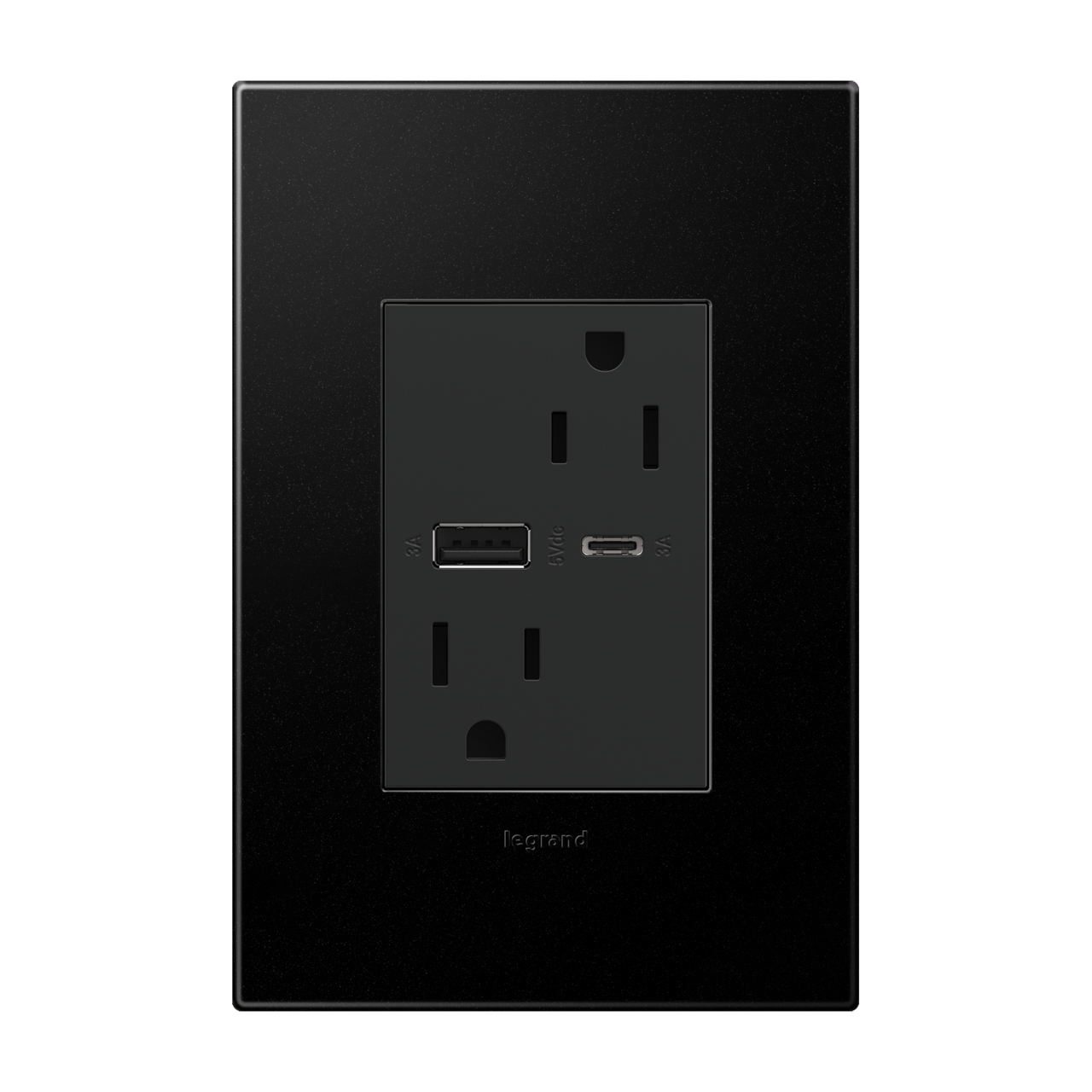 LEGRAND ARTRUSB156ACG4 ADORNE  15A Tamper-Resistant Ultra-Fast USB Type-A/C Outlet, Graphite