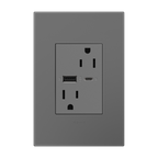 LEGRAND ARTRUSB156ACM4 ADORNE  15A Tamper-Resistant Ultra-Fast USB Type-A/C Outlet, Magnesium