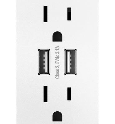 LEGRAND ARTRUSB153W4WP ADORNE  Dual-USB Outlet with Gloss White Wall Plate, White