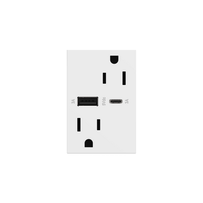 LEGRAND ARTRUSB156ACW4 ADORNE  15A Tamper-Resistant Ultra-Fast USB Type-A/C Outlet, White