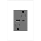 LEGRAND ARTRUSB156ACM4 ADORNE  15A Tamper-Resistant Ultra-Fast USB Type-A/C Outlet, Magnesium
