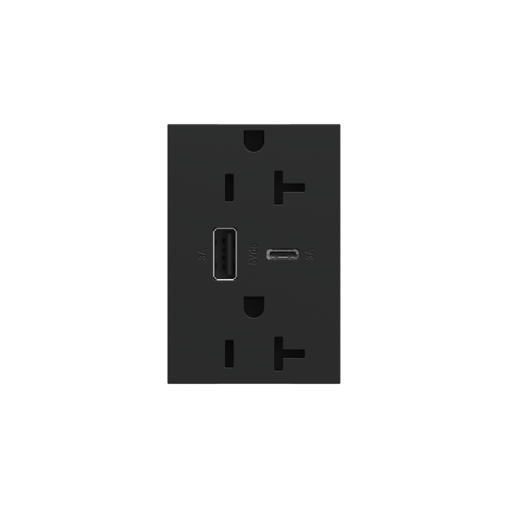 LEGRAND ARTRUSB206ACG4 ADORNE  20A Tamper-Resistant Ultra-Fast USB Type-A/C Outlet, Graphite
