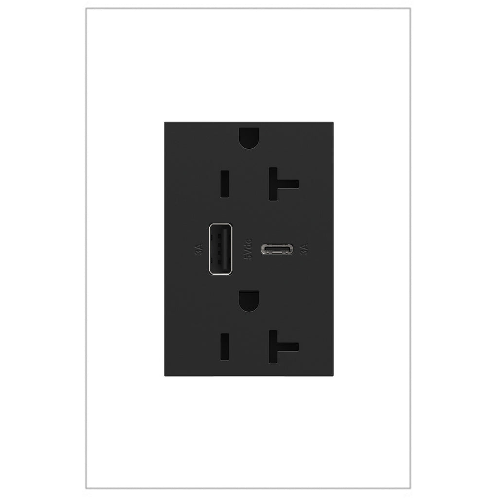 LEGRAND ARTRUSB206ACG4 ADORNE  20A Tamper-Resistant Ultra-Fast USB Type-A/C Outlet, Graphite
