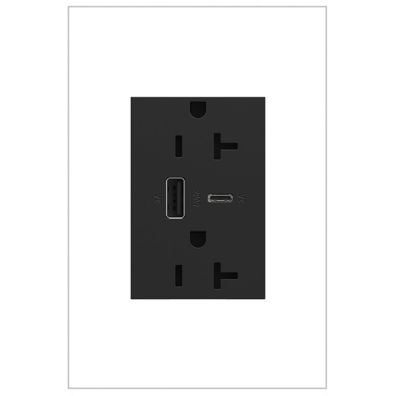 LEGRAND ARTRUSB206ACG4 ADORNE  20A Tamper-Resistant Ultra-Fast USB Type-A/C Outlet, Graphite