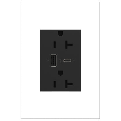 LEGRAND ARTRUSB206ACG4 ADORNE  20A Tamper-Resistant Ultra-Fast USB Type-A/C Outlet, Graphite