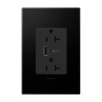 LEGRAND ARTRUSB206ACG4 ADORNE  20A Tamper-Resistant Ultra-Fast USB Type-A/C Outlet, Graphite