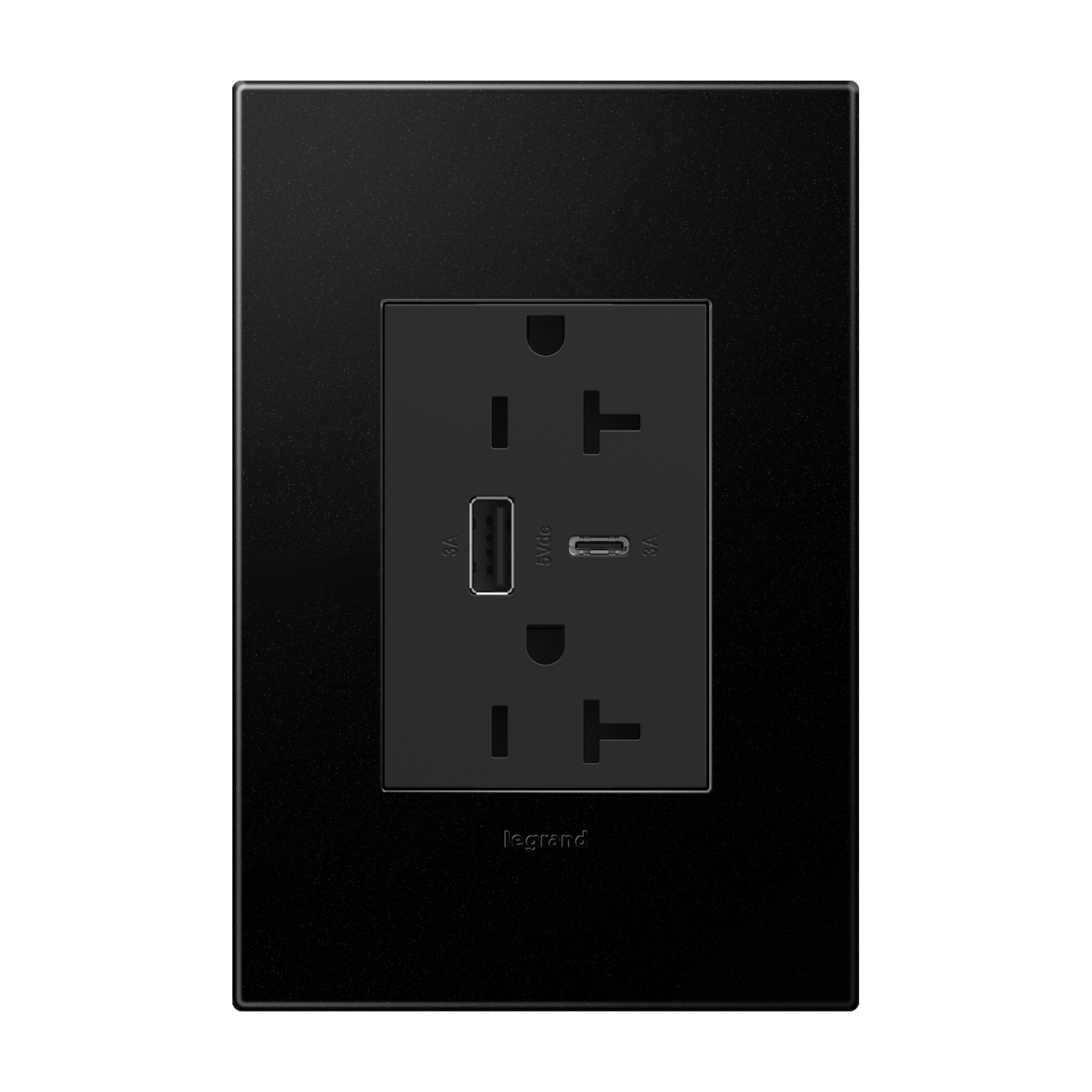 LEGRAND ARTRUSB206ACG4 ADORNE  20A Tamper-Resistant Ultra-Fast USB Type-A/C Outlet, Graphite