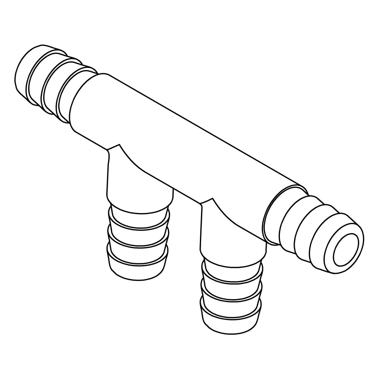 KOHLER 4 Way 3/8" Barbed Union Tee, K-1285011
