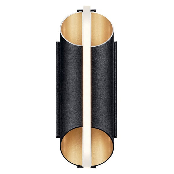 KICHLER 59076BKTLED Astalis 12" 1 Led Wall Light With Clear Ribbed Glass Black And Burnished Gold