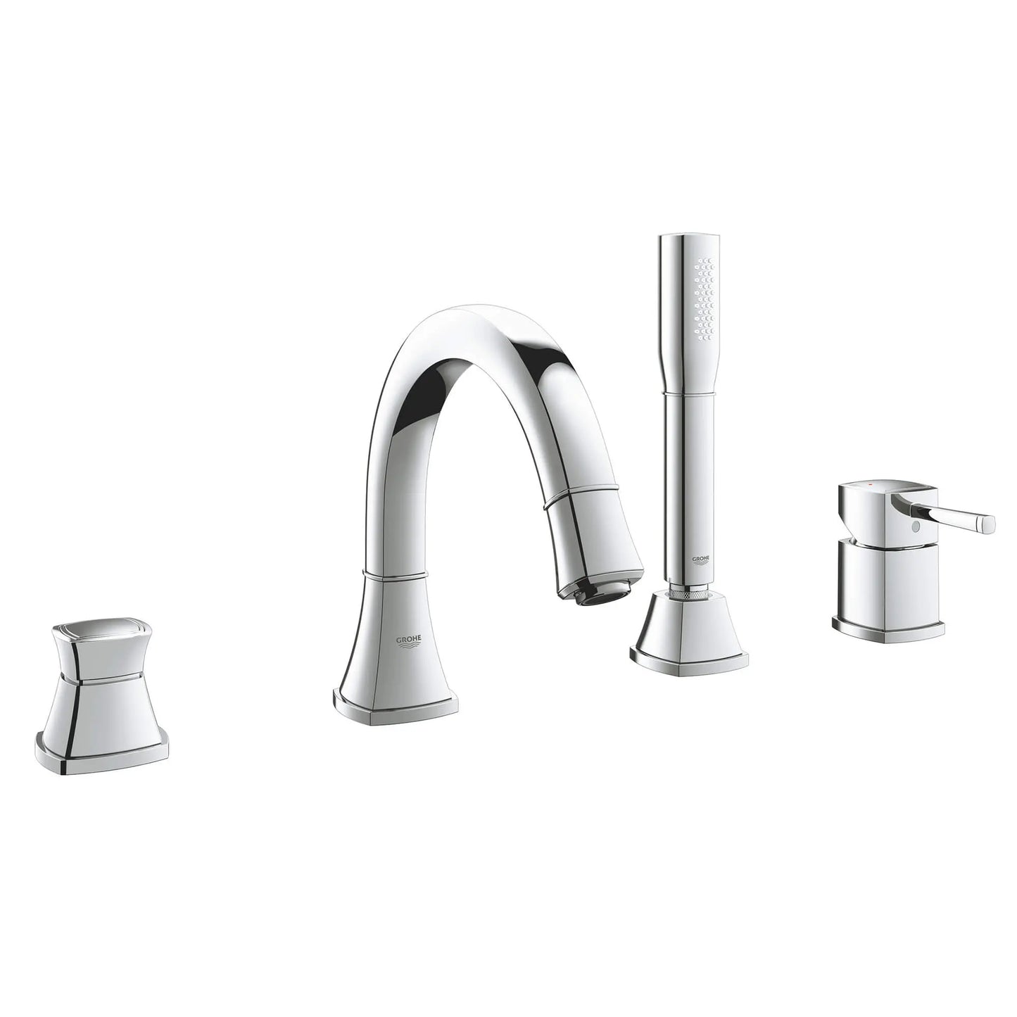 GROHE 19936000 Grandera 4-Hole Single-Handle Deck Mount Roman Tub Faucet with 2.0 GPM Hand Shower - Chrome