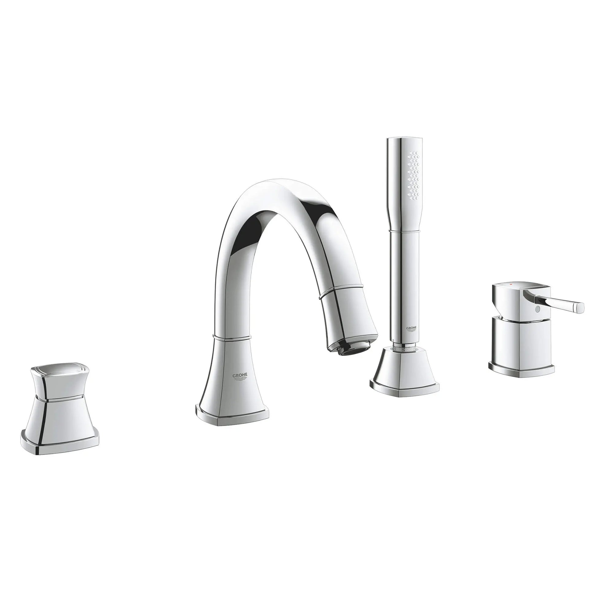 GROHE 19936000 Grandera 4-Hole Single-Handle Deck Mount Roman Tub Faucet with 2.0 GPM Hand Shower - Chrome