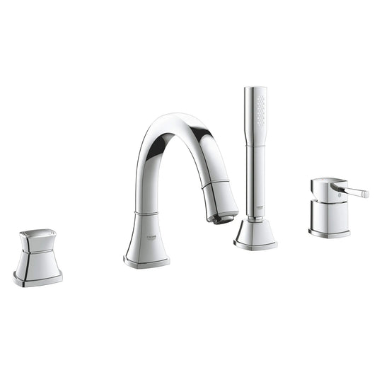 GROHE 19936000 Grandera 4-Hole Single-Handle Deck Mount Roman Tub Faucet with 2.0 GPM Hand Shower - Chrome