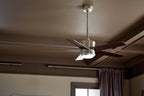 KICHLER 300048BSS 48 Inch Brahm 5 Blade Indoor Ceiling Fan With Etched Cased Opal Glass In Brushed Stainless Steel With Reversible Silver And Walnut Blades