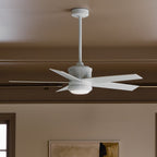 KICHLER 300048MWH 48 Inch Brahm 5 Blade Indoor Ceiling Fan With Etched Cased Opal Glass In Matte White With Reversible Matte White And Silver Blade