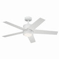KICHLER 300048MWH 48 Inch Brahm 5 Blade Indoor Ceiling Fan With Etched Cased Opal Glass In Matte White With Reversible Matte White And Silver Blade
