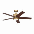 KICHLER 300048NBR 48 Inch Brahm 5 Blade Indoor Ceiling Fan With Etched Cased Opal Glass In Natural Brass With Reversible Walnut And White Blades