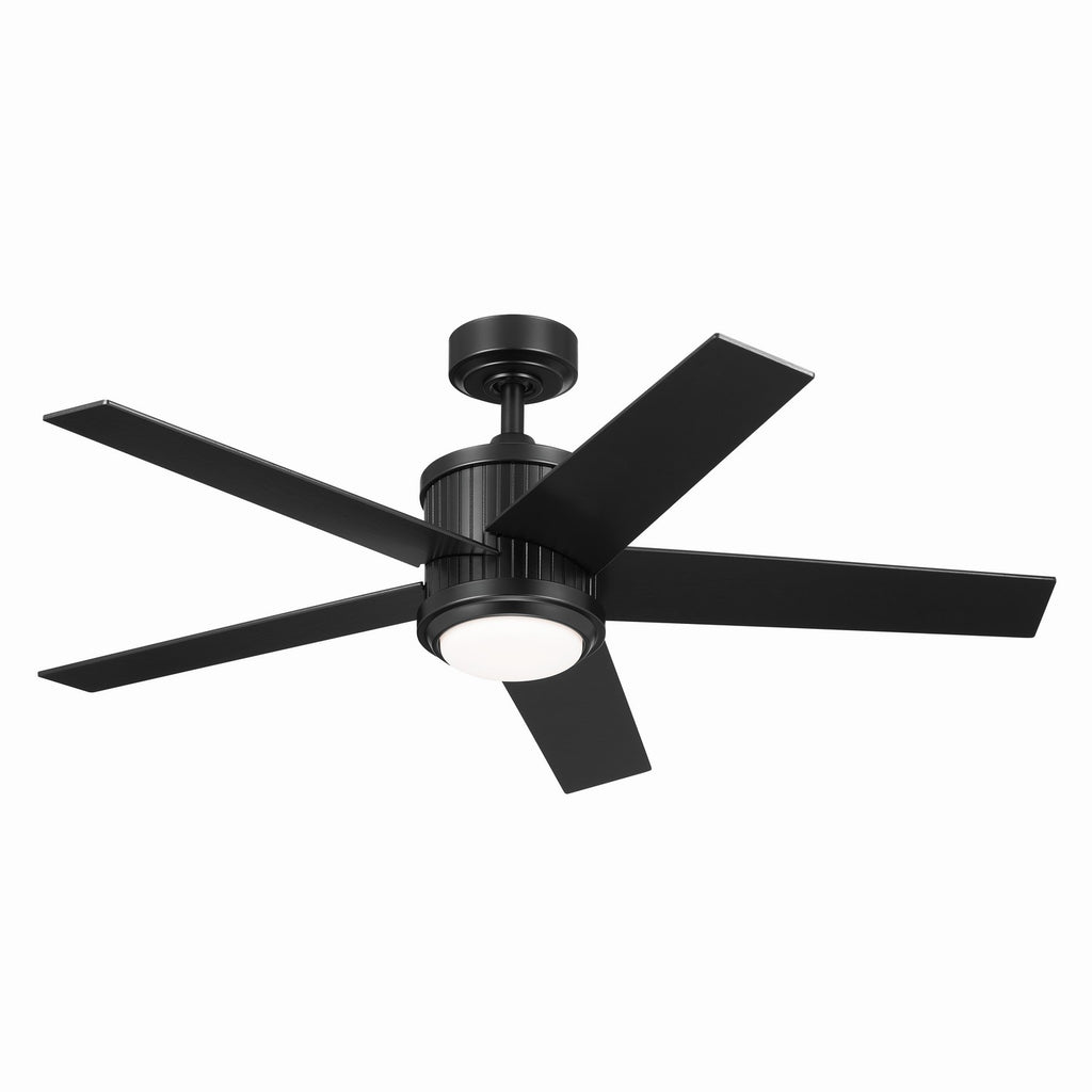KICHLER 300048SBK 48 Inch Brahm 5 Blade Indoor Ceiling Fan With Etched Cased Opal Glass In Satin Black With Reversible Satin Black And Silver Blades
