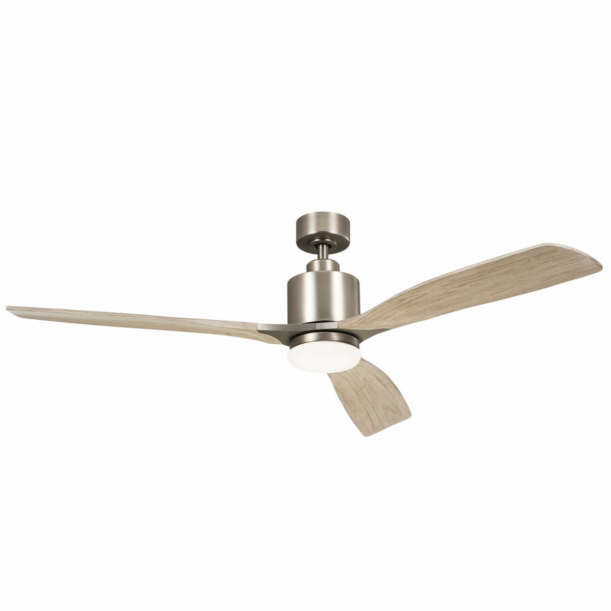 KICHLER 300075AP 60 Inch Ridley Ii 3 Blade Indoor Ceiling Fan With Etched Cased Opal Glass In Antique Pewter With Weathered White Walnut Blades