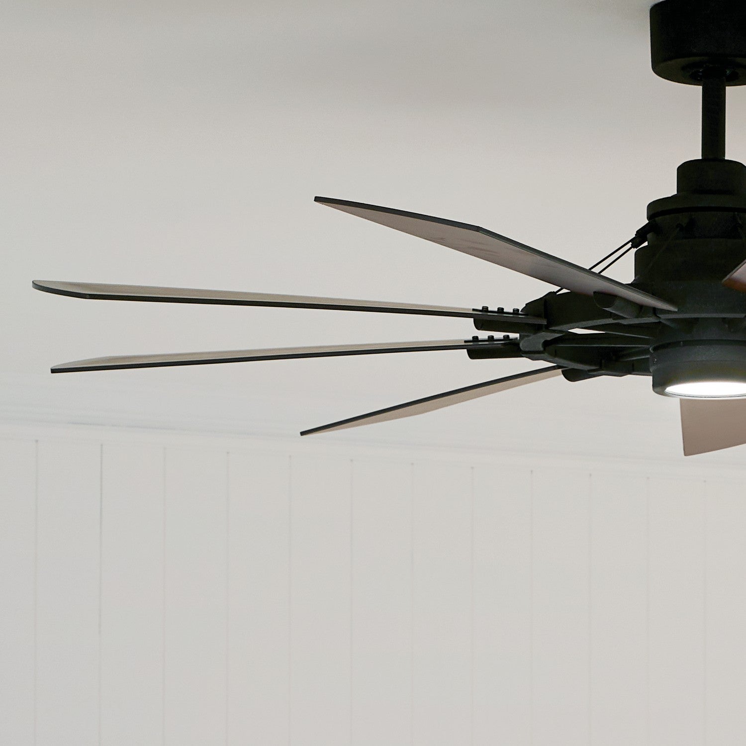 KICHLER 300260AVI 60 Inch Gentry 9 Blade Indoor Ceiling Fan With Etched Cased Opal Glass In Anvil Iron With Reversible Distressed Antique Gray And Walnut Blades