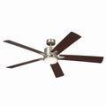 KICHLER 330060NI 60 Inch Lucian Elite Xl 5 Blade Indoor Ceiling Fan With Etched Cased Opal Glass In Brushed Nickel With Reversible Walnut And Silver Blades