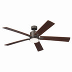 KICHLER 330060OZ 60 Inch Lucian Elite Xl 5 Blade Indoor Ceiling Fan With Etched Cased Opal Glass In Olde Bronze With Reversible Walnut And Cherry Blades