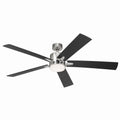 KICHLER 330060PN 60 Inch Lucian Elite Xl 5 Blade Indoor Ceiling Fan With Etched Cased Opal Glass In Polished Nickel With Reversible Black And Silver Blades