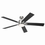 KICHLER 330060PN 60 Inch Lucian Elite Xl 5 Blade Indoor Ceiling Fan With Etched Cased Opal Glass In Polished Nickel With Reversible Black And Silver Blades
