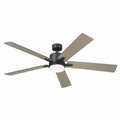 KICHLER 330060SBK 60 Inch Lucian Elite Xl 5 Blade Indoor Ceiling Fan With Etched Cased Opal Glass In Satin Black With Reversible Silver And Black Blades