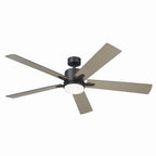 KICHLER 330060SBK 60 Inch Lucian Elite Xl 5 Blade Indoor Ceiling Fan With Etched Cased Opal Glass In Satin Black With Reversible Silver And Black Blades