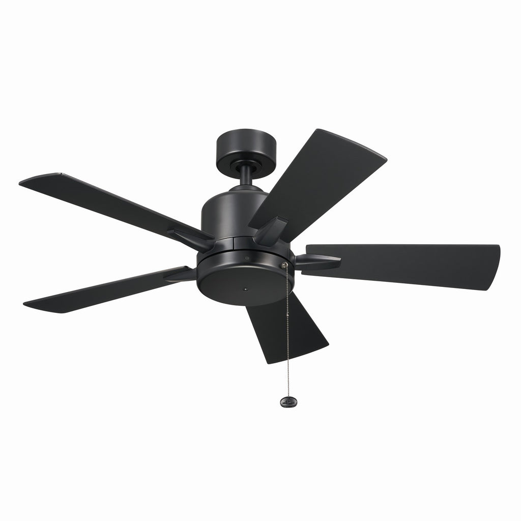 KICHLER 330241SBK 42 Inch Lucian Ii 5 Blade Indoor Ceiling Fan In Satin Black With Reversible Silver And Black Blades