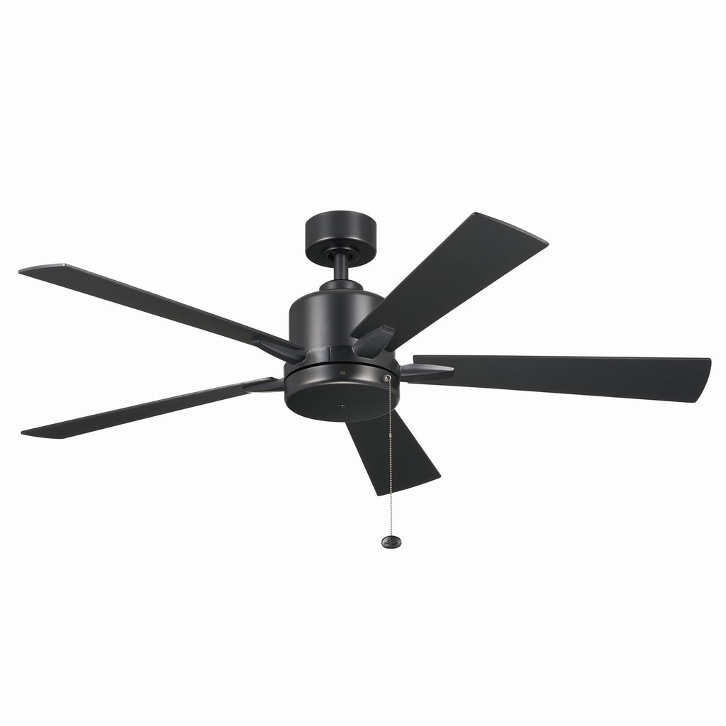 KICHLER 330242SBK 52 Inch Lucian Ii 5 Blade Indoor Ceiling Fan In Satin Black With Reversible Silver And Black Blades