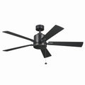 KICHLER 330242SBK 52 Inch Lucian Ii 5 Blade Indoor Ceiling Fan In Satin Black With Reversible Silver And Black Blades
