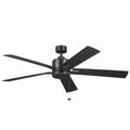 KICHLER 330243SBK 60 Inch Lucian Ii 5 Blade Indoor Ceiling Fan In Satin Black With Reversible Silver And Black Blades